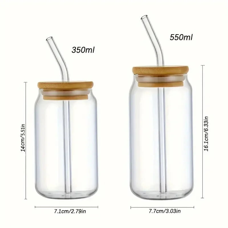 Bamboo Lid Mason Glass Cup