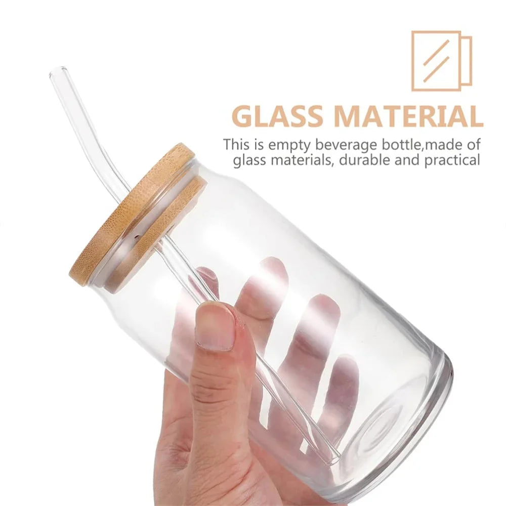 Bamboo Lid Mason Glass Cup