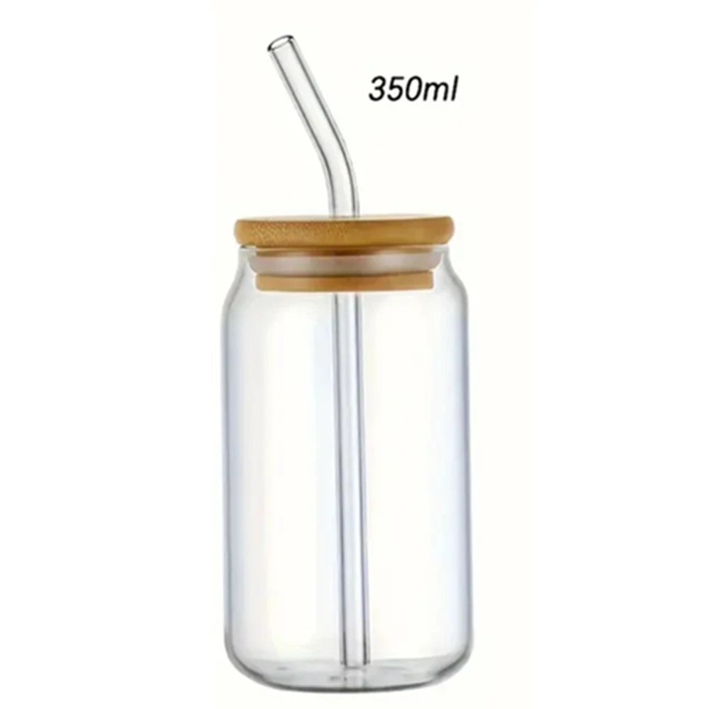 Bamboo Lid Mason Glass Cup