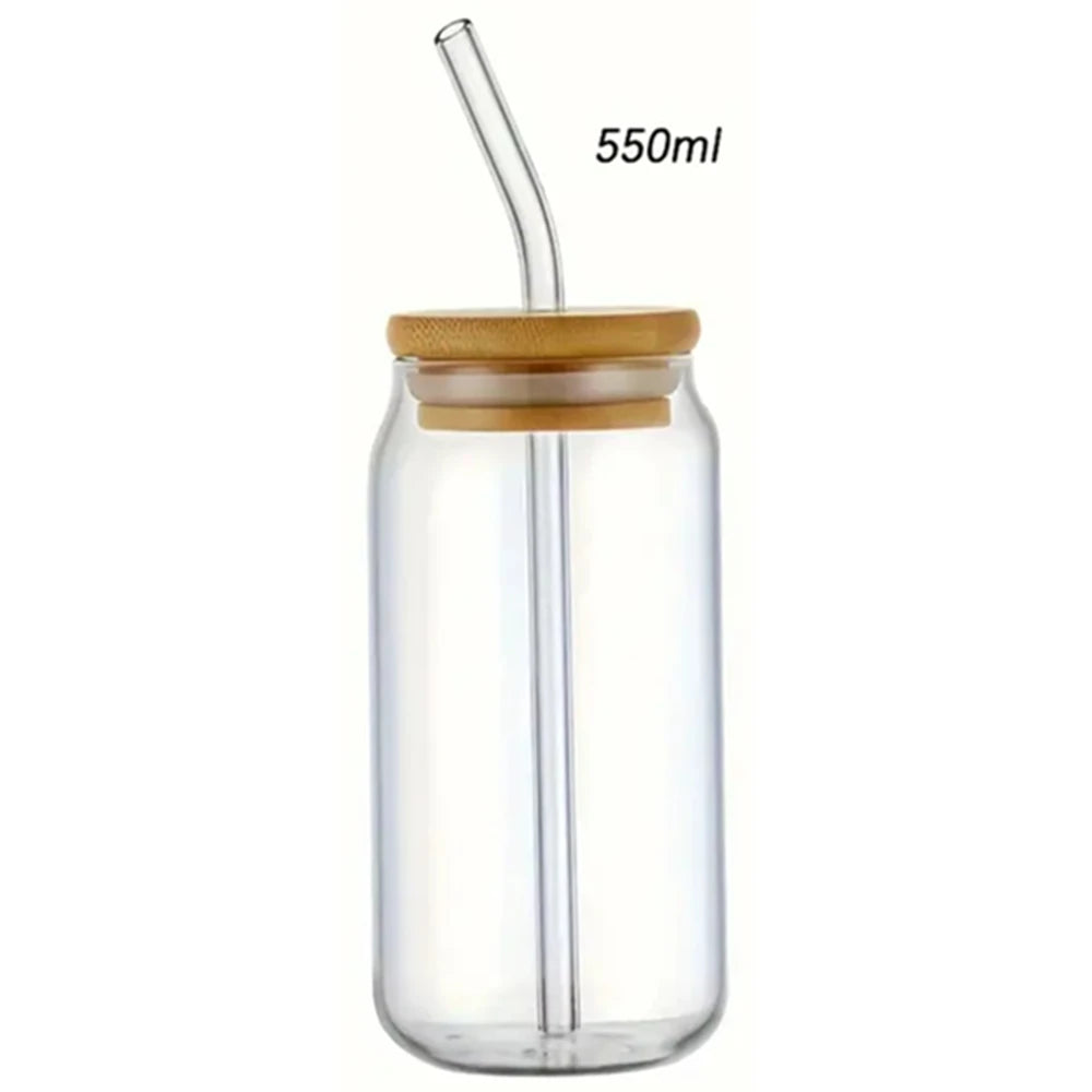 Bamboo Lid Mason Glass Cup
